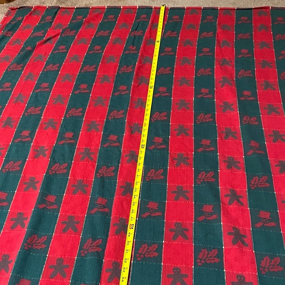 Festive Red and Green Holiday Blanket with Gold & White Trim Snowmen Festive Che